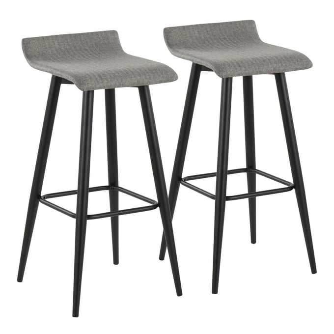 2 LumiSource Ale Grey Fabric Bar Stools LUMI-B30-ALE-BKNGY2