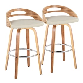 2 LumiSource Cassis Cream 30 Inch Swivel Barstools with Chrome Round Footre...