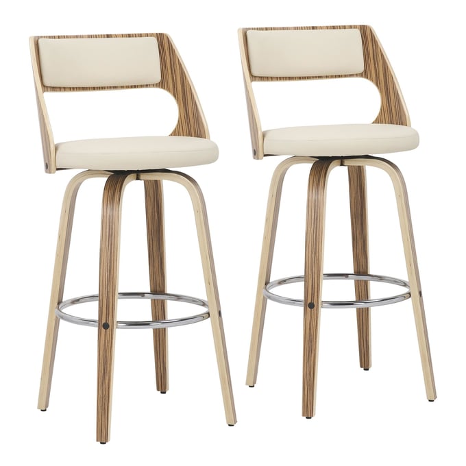 2 LumiSource Cecina Cream 30 Inch Swivel Barstools LUMI-B30-CECINA2-SWVR-ZBCR2