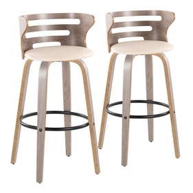 2 LumiSource Cosini Cream PU 30 Inch Swivel Barstools