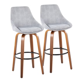 2 LumiSource Diana Walnut Grey 30 Inch Swivel Barstools