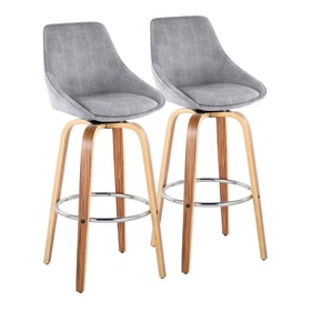 2 LumiSource Diana Zebra Wood Grey 30 Inch Swivel Barstools