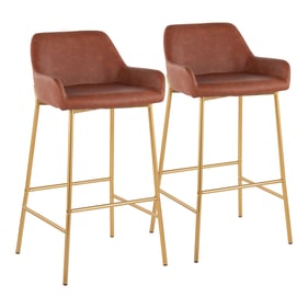 2 LumiSource Daniella Gold Camel PU Bar Stools