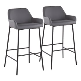 2 LumiSource Daniella Black Grey PU Bar Stools