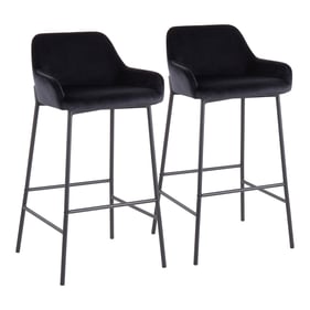 2 LumiSource Daniella Black Velvet Bar Stools