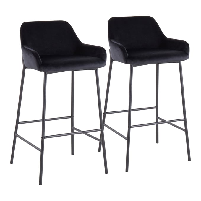 2 LumiSource Daniella Black Velvet Bar Stools LUMI-B30-DNLA2-BKVBK2