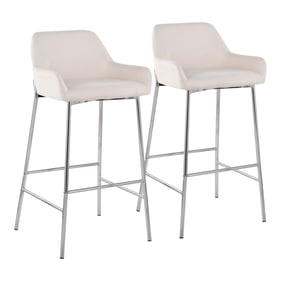 2 LumiSource Daniella Chrome Cream Fabric Bar Stools