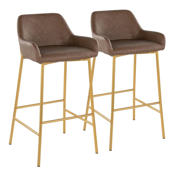 2 LumiSource Daniella Gold Espresso 30 Inch Barstools LUMI-B30-DNLAPU2-AUE2