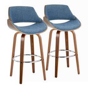 2 LumiSource Fabrizzi Blue 30 Inch Swivel Bar Stools