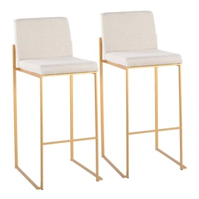 2 LumiSource Fuji Gold Beige High Back Barstools