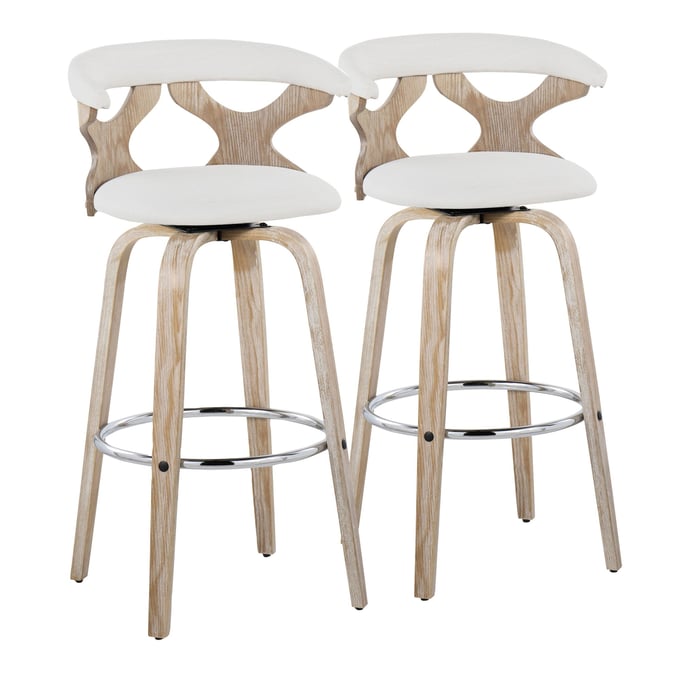 2 LumiSource Gardenia Cream 30 inch Swivel Barstools LUMI-B30-GARDFB-GRTZR2-WWCR2