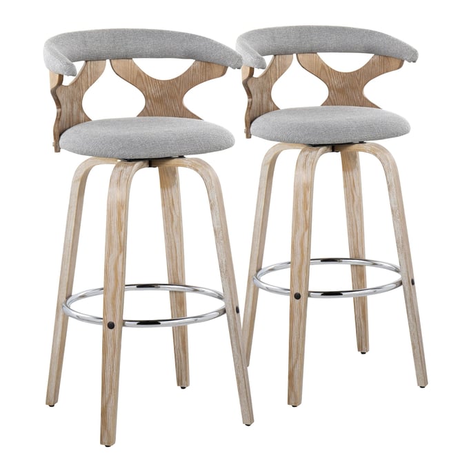 2 LumiSource Gardenia Light Grey 30 inch Swivel Barstools LUMI-B30-GARDFB-GRTZR2-WWLGY2