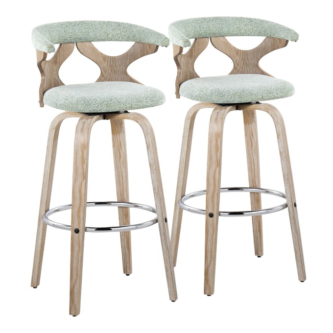 2 LumiSource Gardenia Seafoam Green 30 inch Swivel Barstools LUMI-B30-GARDFB-GRTZR2-WWSGN2