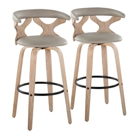 2 LumiSource Gardenia Light Grey PU 30 inch Swivel Barstools