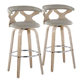 2 LumiSource Gardenia Whitewashed Light Grey 30 inch Swivel Barstools