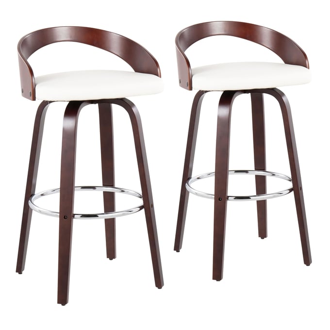 2 LumiSource Grotto White Swivel Barstools LUMI-B30-GROTTO2-SWVR-CHW2