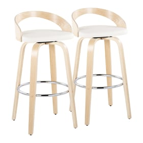 2 LumiSource Grotto White 30 Inch Swivel Barstools