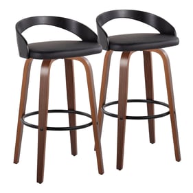 2 LumiSource Grotto Walnut Black 30 Inch Swivel Barstools