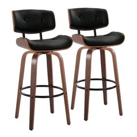 2 LumiSource Lombardi Black PU 30 Inch Swivel Barstools