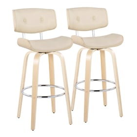 2 LumiSource Lombardi Cream 30 Inch Swivel Barstools