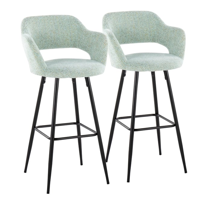 2 LumiSource Margarite Light Green 30 Inch Barstools LUMI-B30-MARGFB-MARGX2-BKLGN2