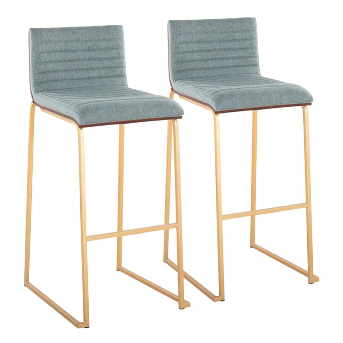 2 LumiSource Mason Mara Gold Green 30 Inch Barstools LUMI-B30-MASON-MARA1-AUWLGN2