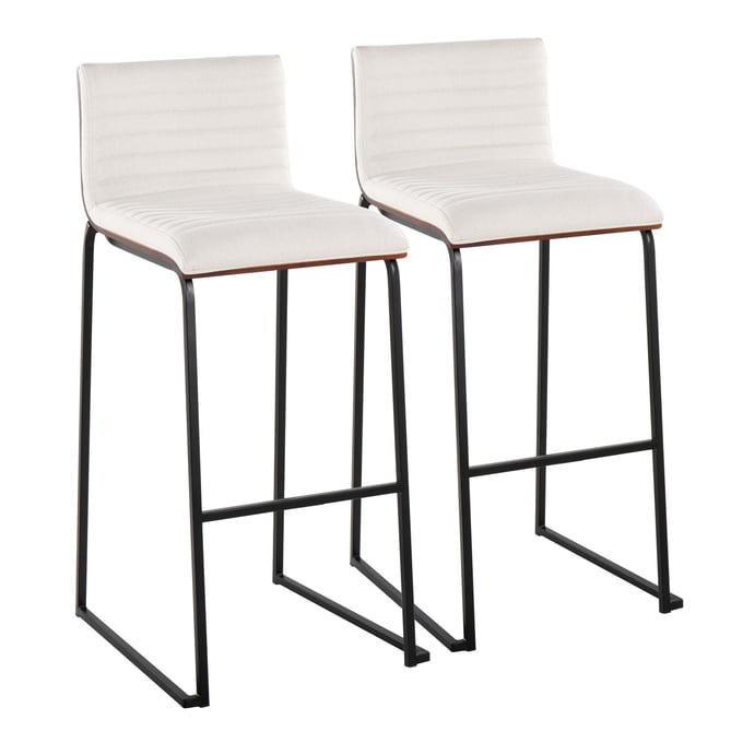 2 LumiSource Mason Mara Black Cream 30 Inch Barstools LUMI-B30-MASON-MARA1-BKWLCR2