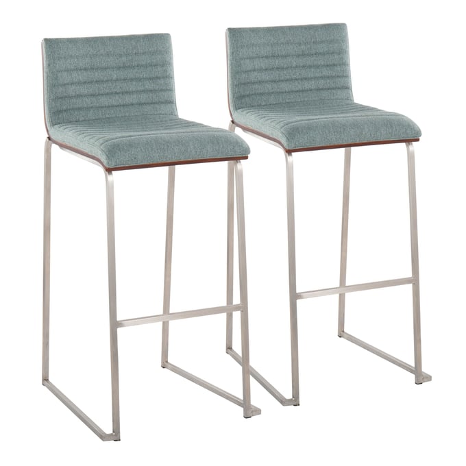 2 LumiSource Mason Mara Green 30 Inch Barstools LUMI-B30-MASON-MARA1-SSWLGN2