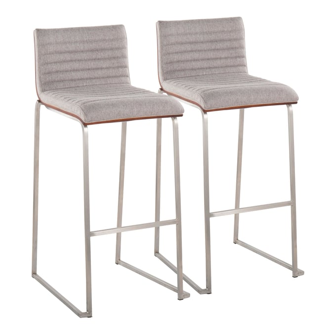 2 LumiSource Mason Mara Grey 30 Inch Barstools LUMI-B30-MASON-MARA1-SSWLGY2