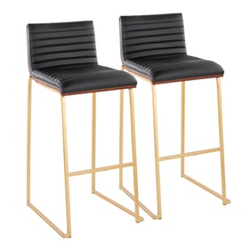 2 LumiSource Mason Mara Gold Black PU 30 Inch Barstools