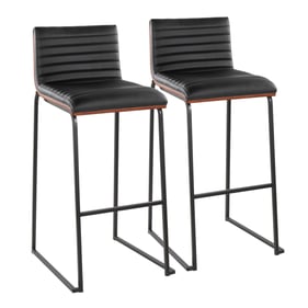 2 LumiSource Mason Mara Black PU 30 Inch Barstools