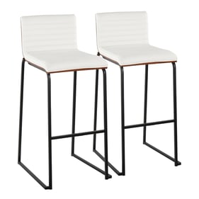 2 LumiSource Mason Mara Black White PU 30 Inch Barstools