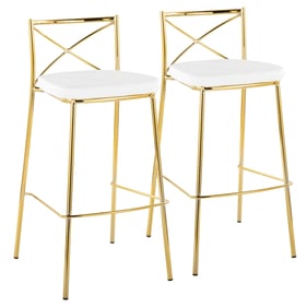 2 LumiSource Charlotte Gold White 30 Inch Barstools