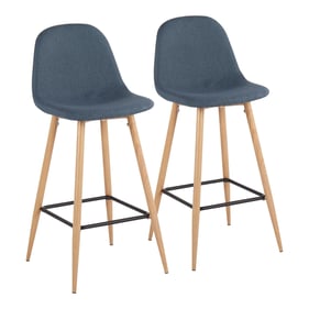 2 LumiSource Pebble Natural Blue Barstools