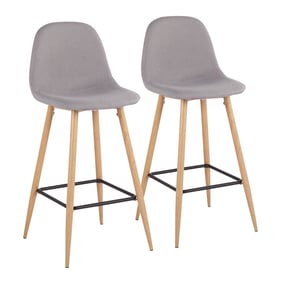 2 LumiSource Pebble Natural Light Grey Barstools