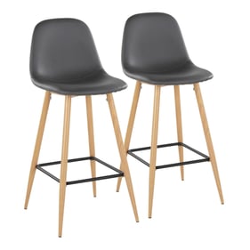 2 LumiSource Pebble Natural Grey 30 Inch Barstools