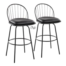 2 LumiSource Riley Claire Black 30 Inch Swivel Inch Barstools