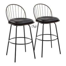 2 LumiSource Riley Claire Brown 30 Inch Swivel Inch Barstools