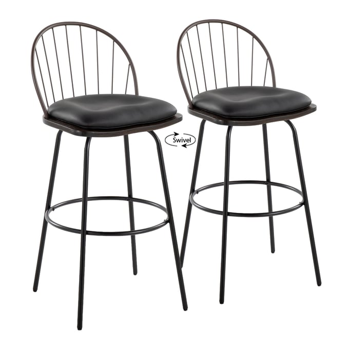 2 LumiSource Riley Claire Brown 30 Inch Swivel Inch Barstools LUMI-B30-RILEYPU-CLARQ2BKBZBN2