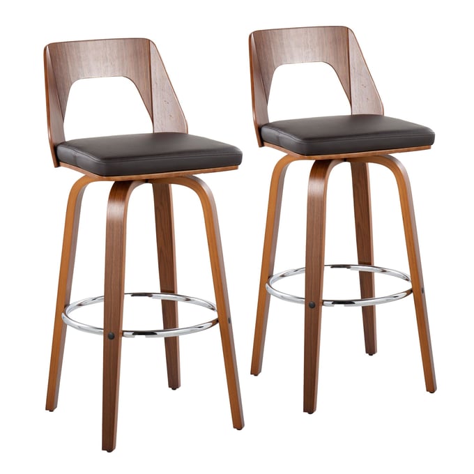 2 LumiSource Trilogy Brown PU 30 Inch Barstools LUMI-B30-TRILO2-SWVR-WLBN2