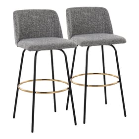 2 LumiSource Toriano Black Grey Noise Fabric 30 Inch Swivel Bar Stools with...