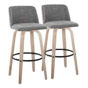 2 LumiSource Toriano Whitewashed Grey Noise Fabric 30 Inch Swivel Bar Stool...