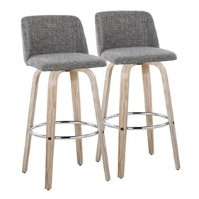 2 LumiSource Toriano Grey 30 Inch Swivel Barstools with Chrome Round Footre...