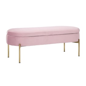 LumiSource Chloe Blush Pink Velvet Storage Bench