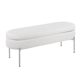 LumiSource Chloe White Storage Bench