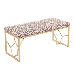 LumiSource Constellation Gold Beige Fabric Bench