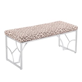 LumiSource Constellation Silver Beige Fabric Bench