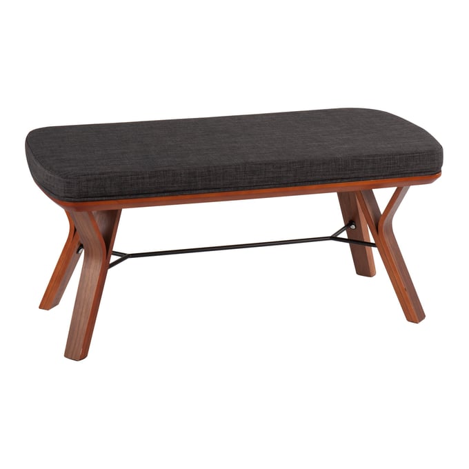 LumiSource Folia Walnut Charcoal Bench LUMI-BC-FOLIA-WLCHAR