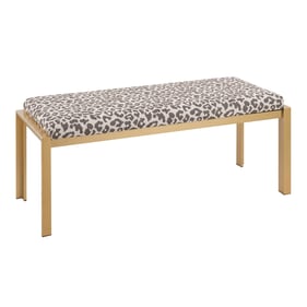 LumiSource Fuji Gold Beige Fabric Bench