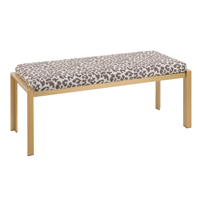 LumiSource Fuji Gold Beige Fabric Bench LUMI-BC-FUJI-AUBGL